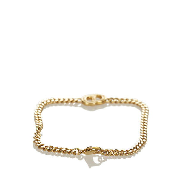 クリスチャンディオール ゴールド メッキ キュービック・ジルコニア リボンモチーフ・ ロゴモチーフ ネックレス２点 ブレス1点セット ネックレス レディース Christian Dior 【中古】