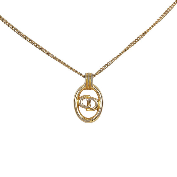 クリスチャンディオール ゴールド メッキ キュービック・ジルコニア リボンモチーフ・ ロゴモチーフ ネックレス２点 ブレス1点セット ネックレス レディース Christian Dior 【中古】