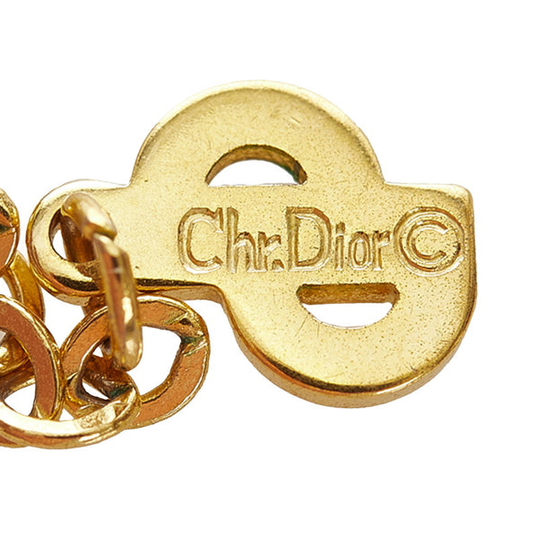 クリスチャンディオール ゴールド メッキ キュービック・ジルコニア リボンモチーフ・ ロゴモチーフ ネックレス２点 ブレス1点セット ネックレス レディース Christian Dior 【中古】