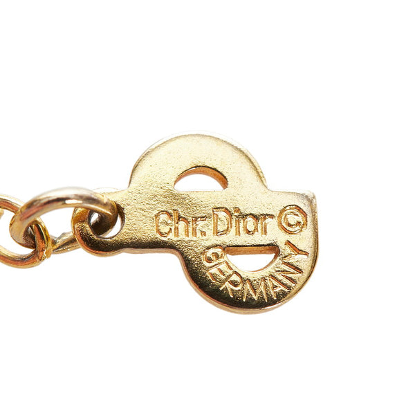 クリスチャンディオール ゴールド シルバー メッキ メタル ラインストーン 手鏡モチーフ ネックレス レディース Christian Dior 【中古】