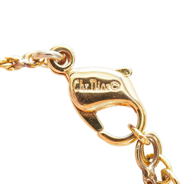 クリスチャンディオール ゴールド シルバー メッキ メタル ラインストーン 手鏡モチーフ ネックレス レディース Christian Dior 【中古】