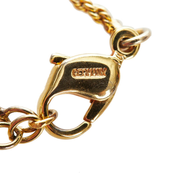 クリスチャンディオール ゴールド シルバー メッキ メタル ラインストーン 手鏡モチーフ ネックレス レディース Christian Dior 【中古】