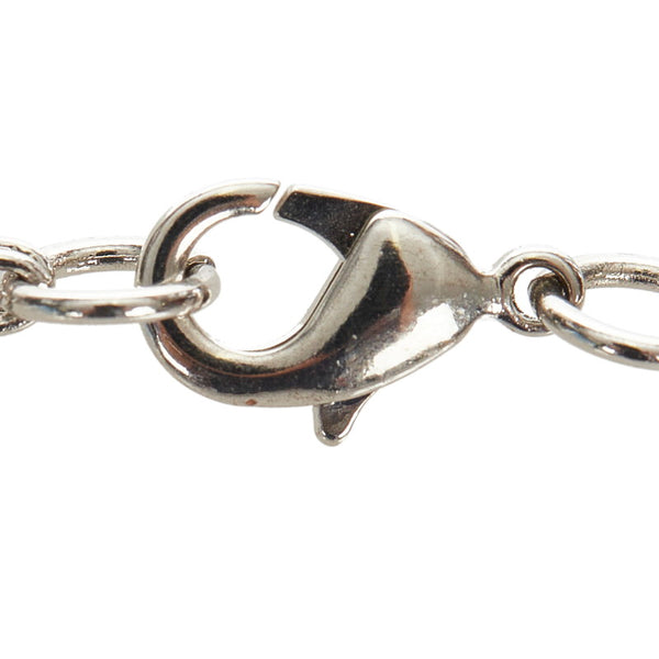 クリスチャンディオール シルバー  メタル ナイロン パールスター リボン ネックレス レディース Christian Dior 【中古】