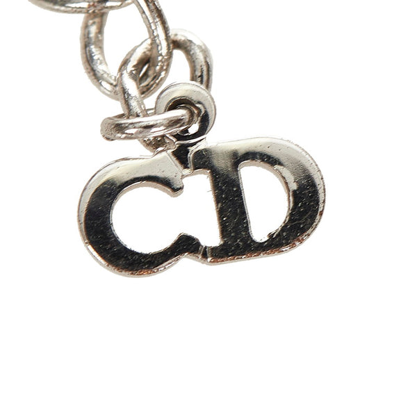 クリスチャンディオール シルバー ブルー メタル ロゴ プレート ネックレス レディース Christian Dior 【中古】