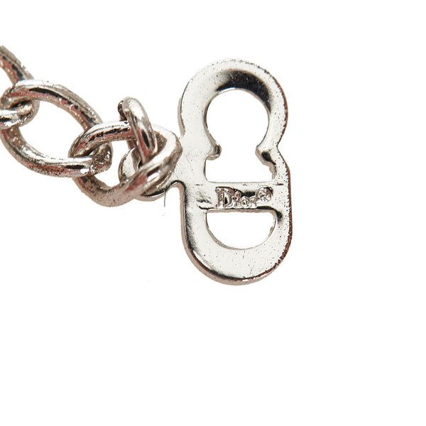 クリスチャンディオール シルバー ブルー メタル ロゴ プレート ネックレス レディース Christian Dior 【中古】