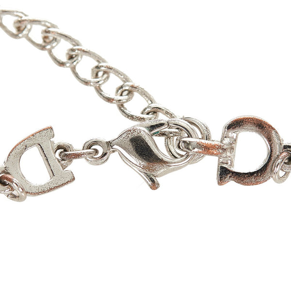 クリスチャンディオール シルバー ブルー メタル ロゴ プレート ネックレス レディース Christian Dior 【中古】