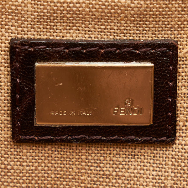 フェンディ ズッカ ブラウン カーキ レザー キャンバス ショルダーバッグ レディース FENDI 【中古】