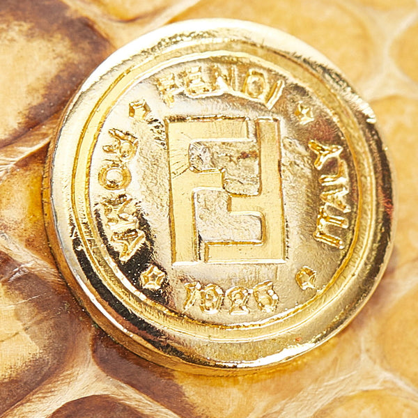 フェンディ イエロー レザー メッキ ヘアピン レディース FENDI 【中古】