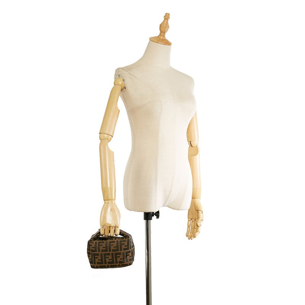 フェンディ ズッカ 263600 ブラウン ダークブラウン ナイロン レザー ポーチ レディース FENDI 【中古】
