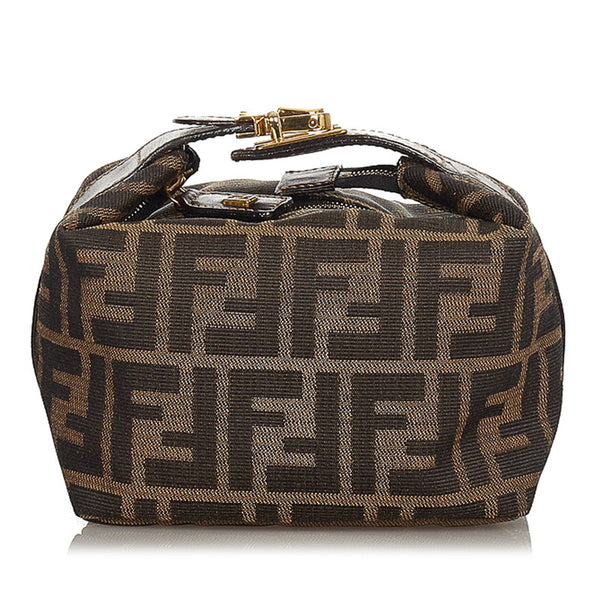 フェンディ ズッカ 263600 ブラウン ダークブラウン ナイロン レザー ポーチ レディース FENDI 【中古】