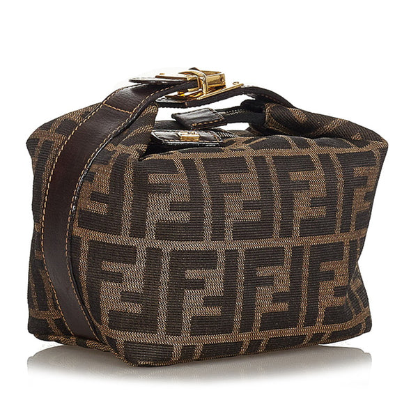 フェンディ ズッカ 263600 ブラウン ダークブラウン ナイロン レザー ポーチ レディース FENDI 【中古】