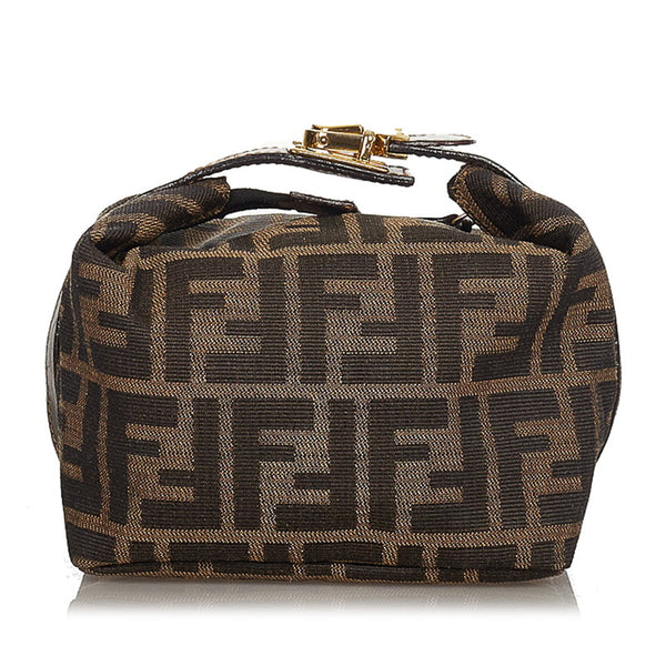 フェンディ ズッカ 263600 ブラウン ダークブラウン ナイロン レザー ポーチ レディース FENDI 【中古】