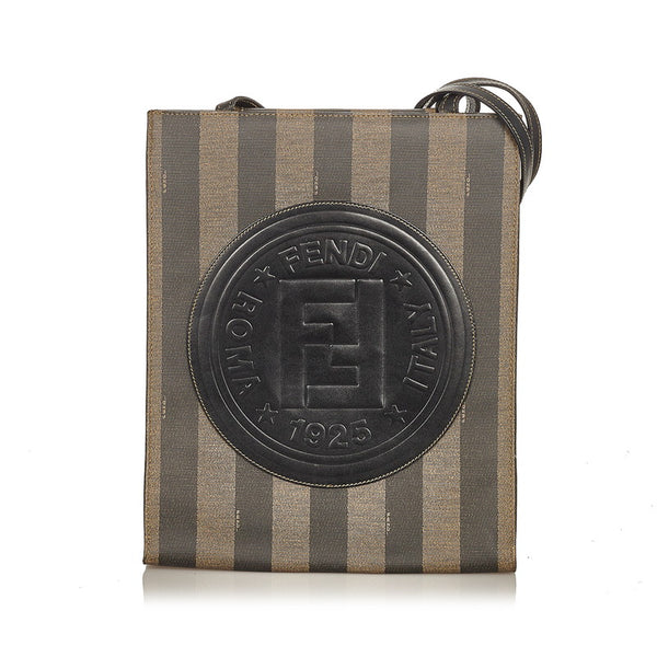 フェンディ ペカン FFロゴ 279  259980 068 カーキ ブラック PVC レザー ショルダーバッグ トートバッグ レディース FENDI 【中古】