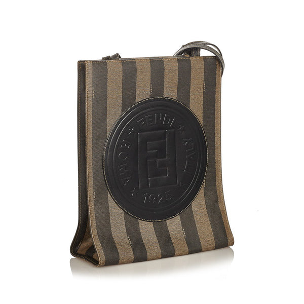 フェンディ ペカン FFロゴ 279  259980 068 カーキ ブラック PVC レザー ショルダーバッグ トートバッグ レディース FENDI 【中古】
