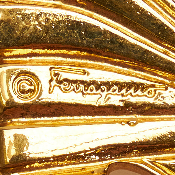 サルヴァトーレフェラガモ シューズ モチーフ チェーン ゴールド メッキ ベルト レディース Salvatore Ferragamo 【中古】