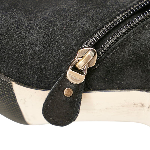 サルヴァトーレフェラガモ ブラック スウェード レザー ロングブーツ レディース Salvatore Ferragamo 【中古】