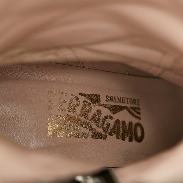 サルヴァトーレフェラガモ ブラック スウェード レザー ロングブーツ レディース Salvatore Ferragamo 【中古】