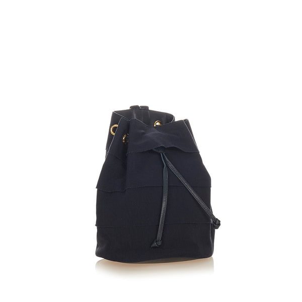 サルヴァトーレフェラガモ ヴァラ AU-21-5666 ネイビー ゴールド キャンバス リュック デイパック レディース Salvatore Ferragamo 【中古】