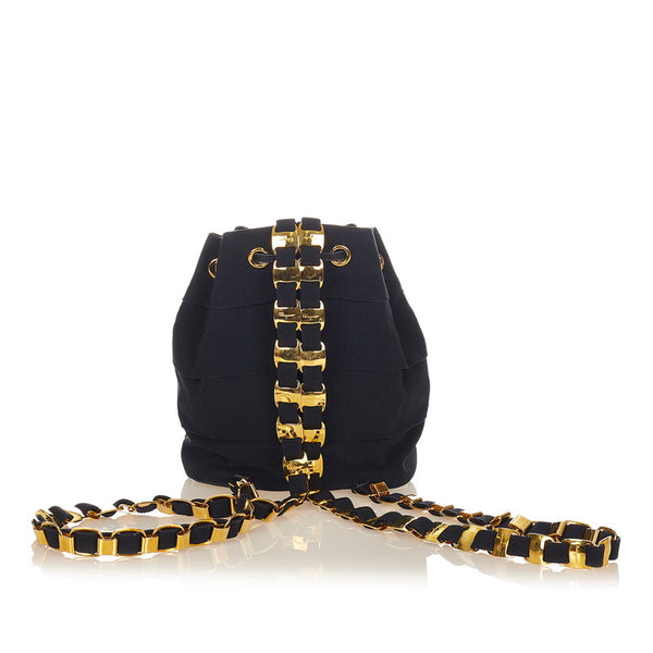 サルヴァトーレフェラガモ ヴァラ AU-21-5666 ネイビー ゴールド キャンバス リュック デイパック レディース Salvatore Ferragamo 【中古】