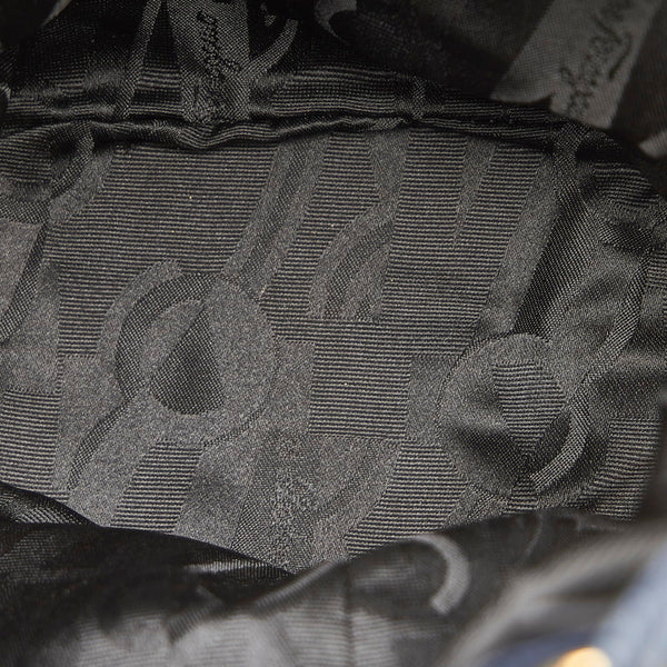 サルヴァトーレフェラガモ ヴァラ AU-21-5666 ネイビー ゴールド キャンバス リュック デイパック レディース Salvatore Ferragamo 【中古】