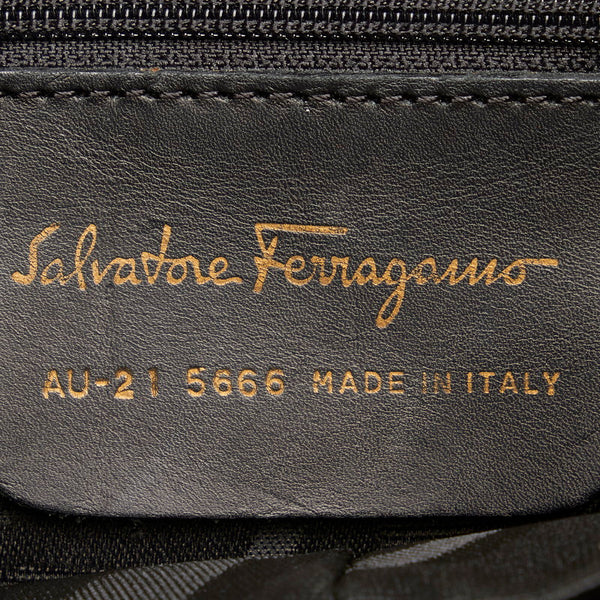 サルヴァトーレフェラガモ ヴァラ AU-21-5666 ネイビー ゴールド キャンバス リュック デイパック レディース Salvatore Ferragamo 【中古】