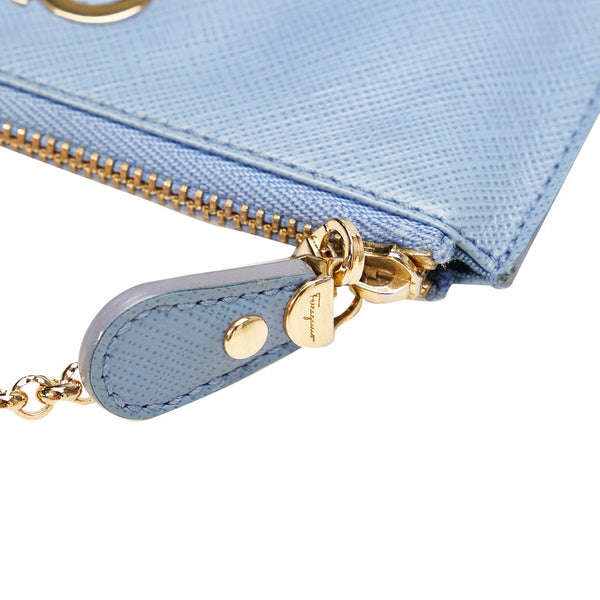 サルヴァトーレフェラガモ ガンチーニ コインケース KY-22 B956 ブルー レザー レディース Salvatore Ferragamo 【中古】