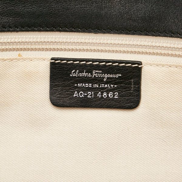 サルヴァトーレフェラガモ ガンチーニ AQ-21 4862 ブラック レザー ハンドバッグ レディース Salvatore Ferragamo 【中古】