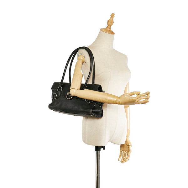 サルヴァトーレフェラガモ ガンチーニ AQ-21 4862 ブラック レザー ハンドバッグ レディース Salvatore Ferragamo 【中古】