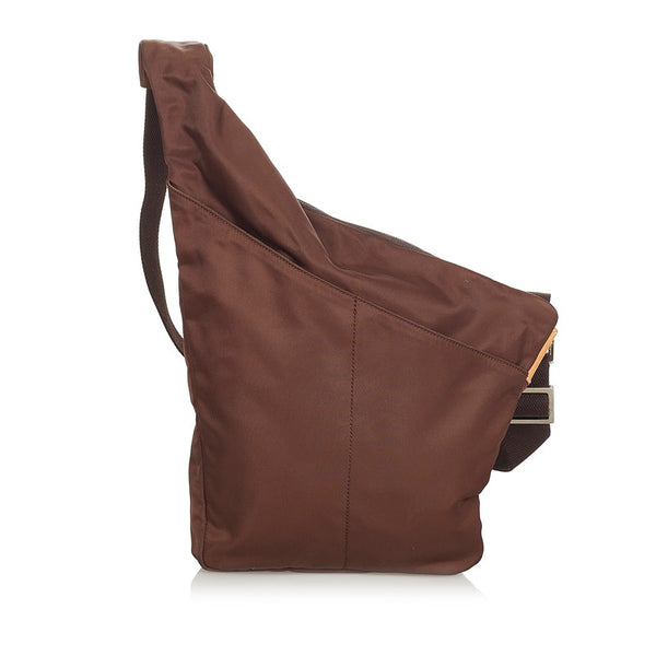 サルヴァトーレフェラガモ ブラウン ナイロン レザー ショルダーバッグ レディース Salvatore Ferragamo 【中古】