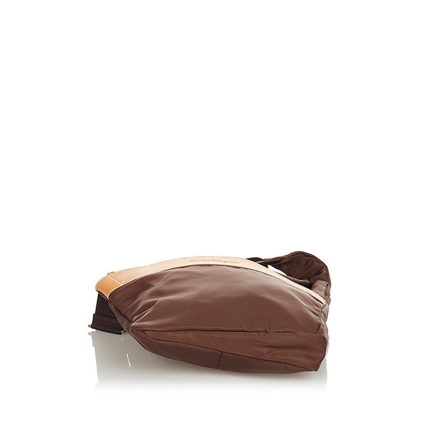 サルヴァトーレフェラガモ ブラウン ナイロン レザー ショルダーバッグ レディース Salvatore Ferragamo 【中古】