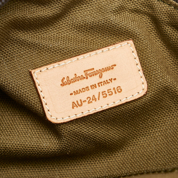 サルヴァトーレフェラガモ ブラウン ナイロン レザー ショルダーバッグ レディース Salvatore Ferragamo 【中古】