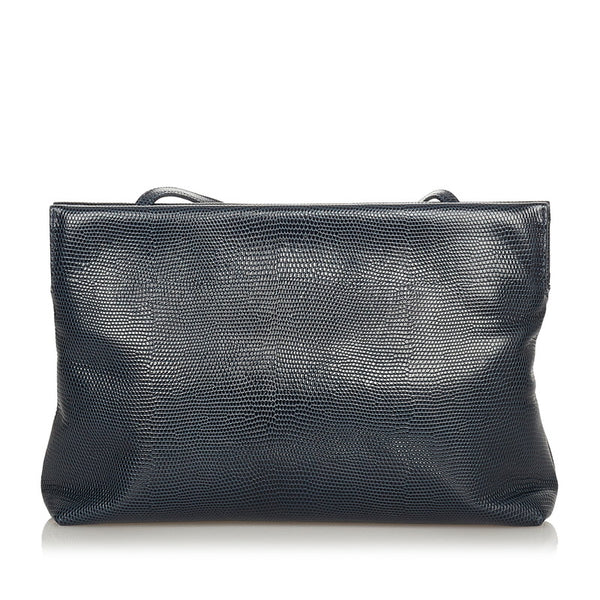 サルヴァトーレフェラガモ ヴァラ 型押し D210588 ネイビー レザー 斜め掛け ショルダーバッグ レディース Salvatore Ferragamo 【中古】