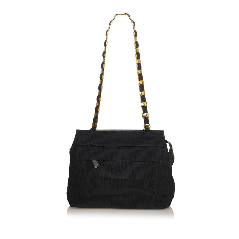 サルヴァトーレフェラガモ ヴァラ AU-21 5252 ブラック キャンバス レザー チェーン ショルダーバッグ レディース Salvatore Ferragamo 【中古】