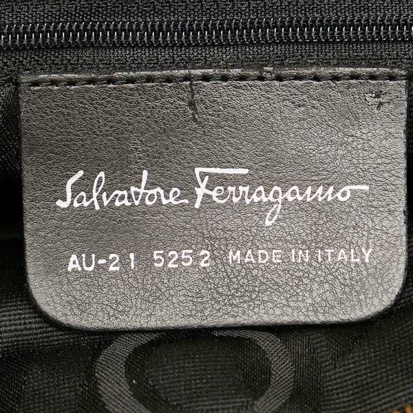 サルヴァトーレフェラガモ ヴァラ AU-21 5252 ブラック キャンバス レザー チェーン ショルダーバッグ レディース Salvatore Ferragamo 【中古】