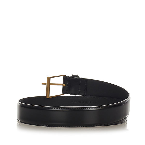 グッチ 495125 ブラック グリーン レッド レザー キャンバス ベルト メンズ GUCCI 【中古】