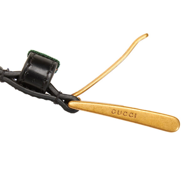 グッチ 495125 ブラック グリーン レッド レザー キャンバス ベルト メンズ GUCCI 【中古】