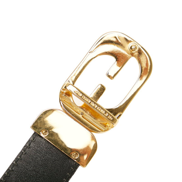 グッチ GGロゴ ブラック レザー ベルト メンズ GUCCI 【中古】