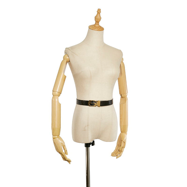 グッチ GGロゴ ブラック レザー ベルト メンズ GUCCI 【中古】