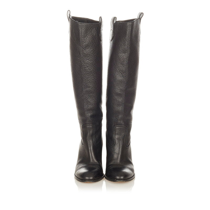 グッチ ロング 317032 ブラック レザー ブーツ レディース GUCCI 【中古】