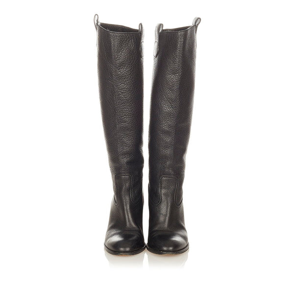 グッチ ロング 317032 ブラック レザー ブーツ レディース GUCCI 【中古】