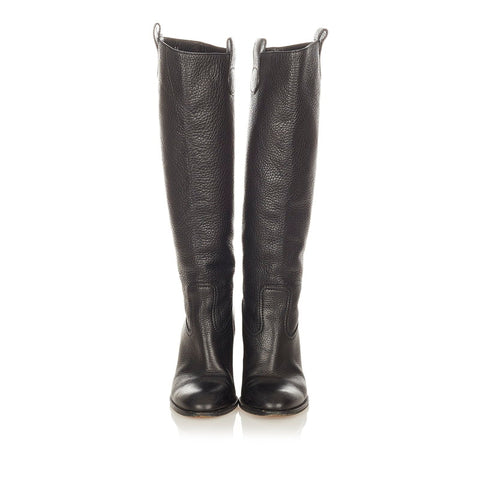 グッチ ロング 317032 ブラック レザー ブーツ レディース GUCCI 【中古】