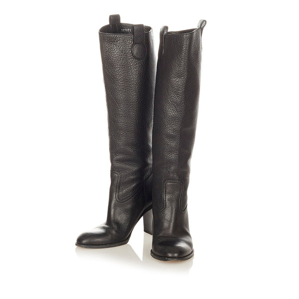 グッチ ロング 317032 ブラック レザー ブーツ レディース GUCCI 【中古】