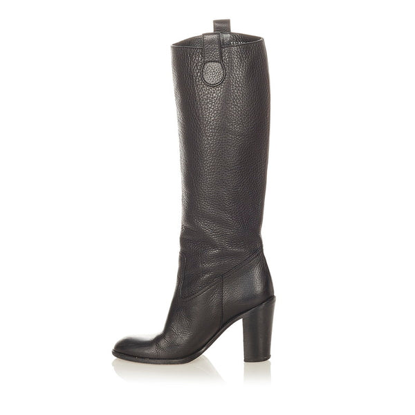 グッチ ロング 317032 ブラック レザー ブーツ レディース GUCCI 【中古】