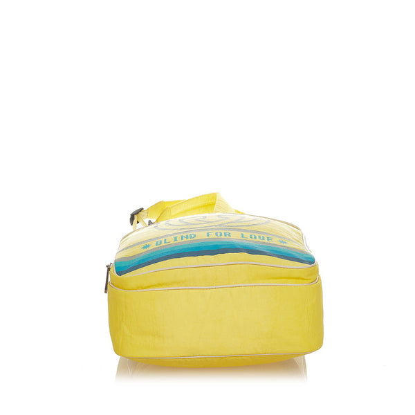 グッチ ブラインドフォーラブ リュック バックパック 536724  イエロー ブルー グレー ナイロン キャンバス レディース GUCCI 【中古】