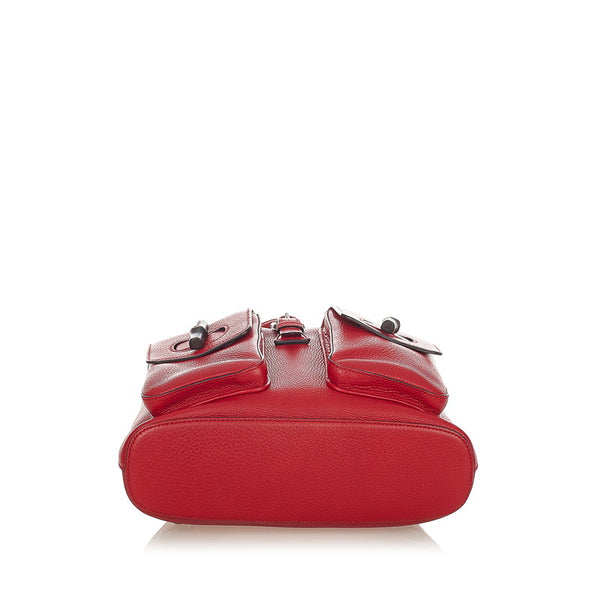 グッチ バンブー  リュック バックパック 370833 レッド レザー レディース GUCCI 【中古】