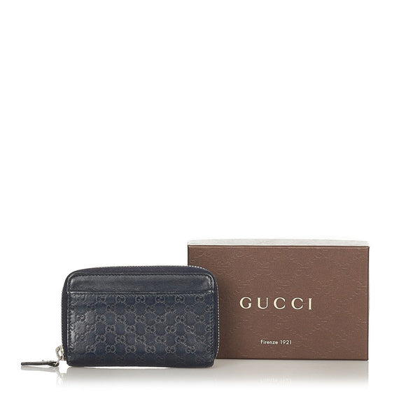 グッチ マイクロＧＧ 256810 0416 ネイビー レザー コインケース メンズ GUCCI 【中古】