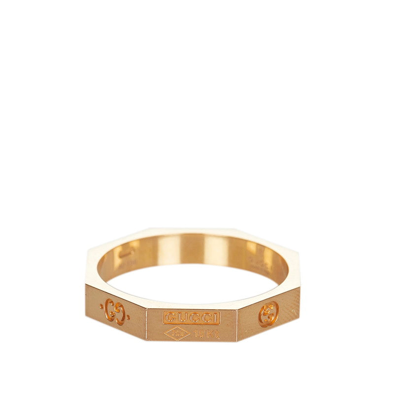 グッチ K18YG イエローゴールド オクタゴナル リング 指輪 レディース GUCCI 18号 【中古】