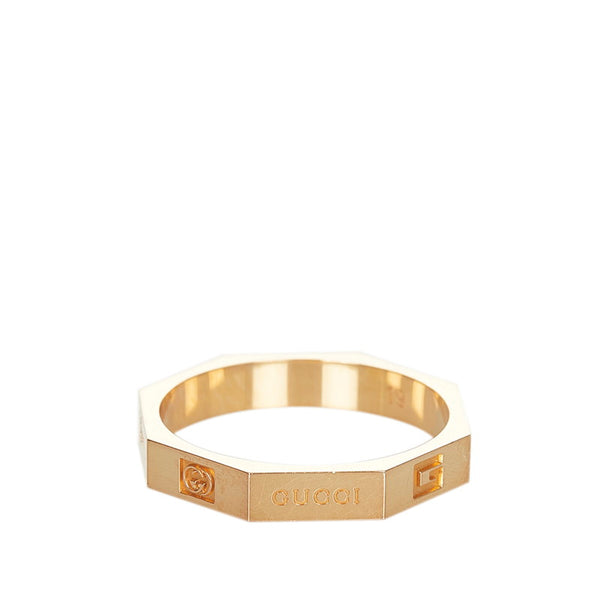 グッチ K18YG イエローゴールド オクタゴナル リング 指輪 レディース GUCCI 18号 【中古】