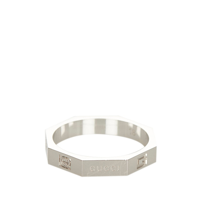 グッチ K18WG ホワイトゴールド オクタゴナル リング 指輪 メンズ GUCCI 17号 【中古】