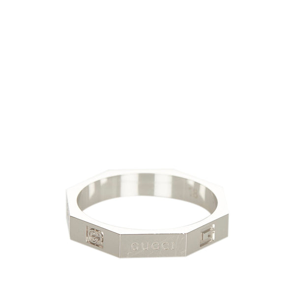グッチ K18WG ホワイトゴールド オクタゴナル リング 指輪 メンズ GUCCI 17号 【中古】